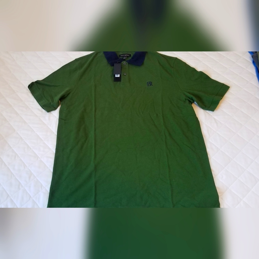 NWT. Banana Republic Green Back Polo Pique. Sz Large Tall.